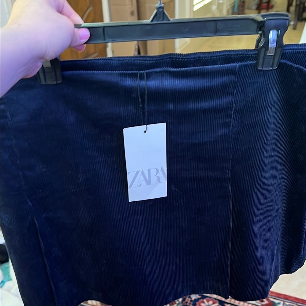Zara Navy Blue Corduroy Skirt